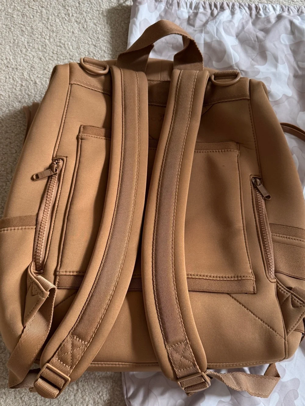 Dagne Dover Tan Backpack with Dual Front Zips